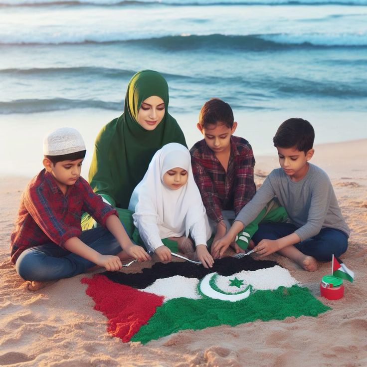 Palestinian family receiving aid and medical care