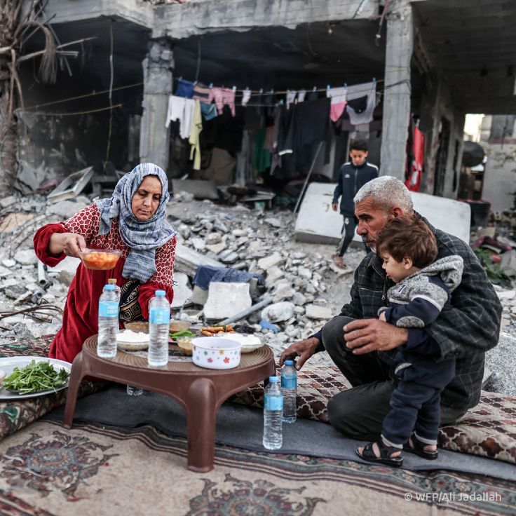 Palestinian family accessing clean water